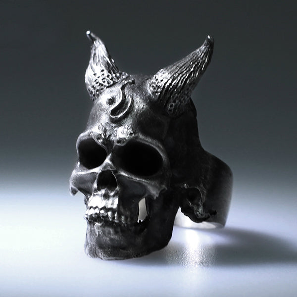 Horned Demon Skull Ring - Holy Buyble