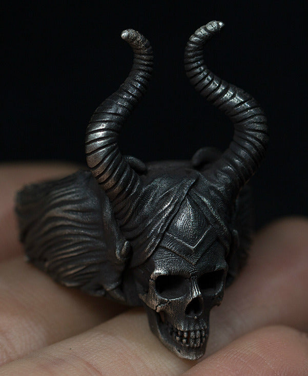 Maleficent Horned Skull Ring Holy Buyble