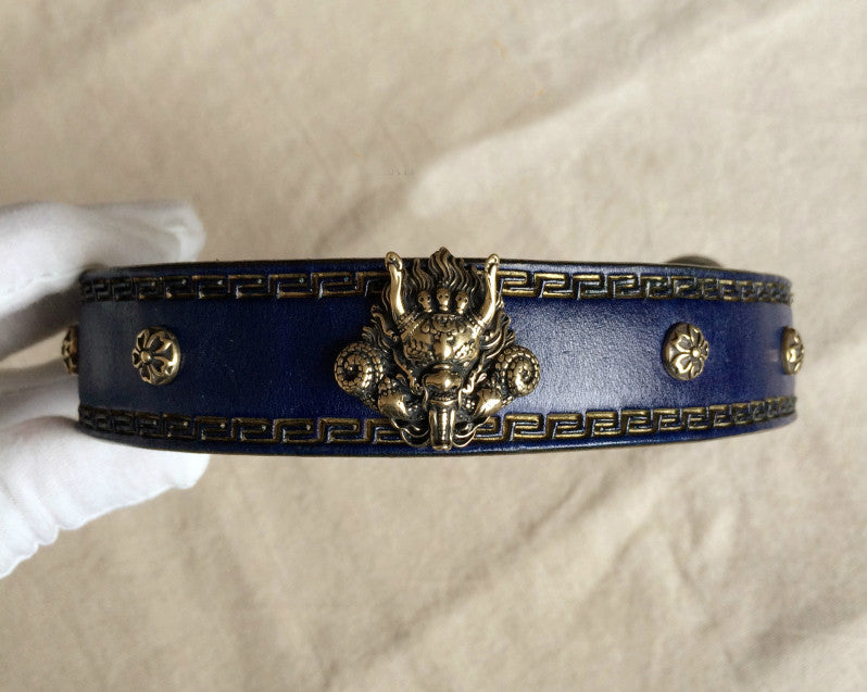 La Bretagna Italian Leather Dragon Dog Collar - Holy Buyble