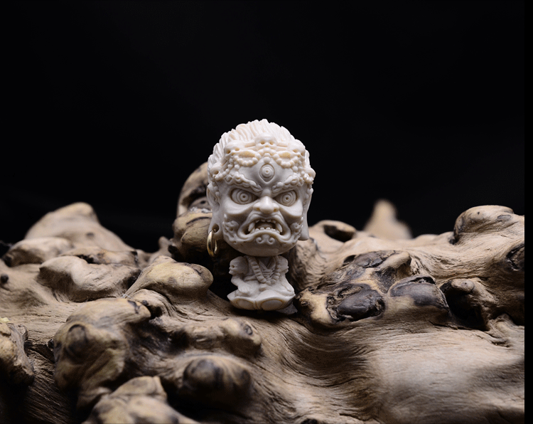 Mahākāla God of Fortune Mammoth Ivory Fossil Guru Bead