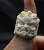 Mahākāla God of Fortune Mammoth Ivory Fossil Ring - Holy Buyble