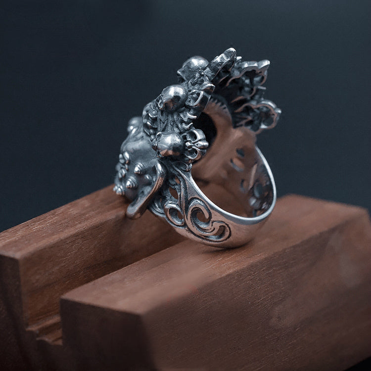 Mahākāla God of Fortune Silver Ring - Holy Buyble