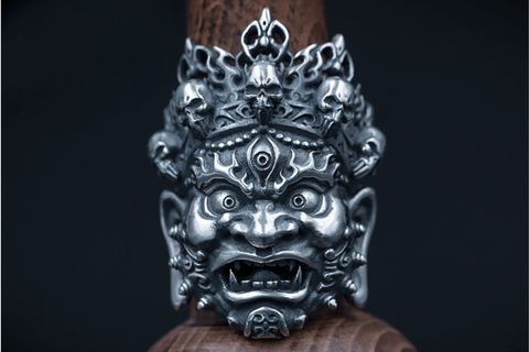 Mahākāla God of Fortune Silver Pendant