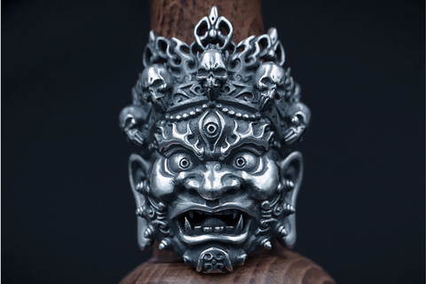 Mahākāla God of Fortune Silver Pendant Set