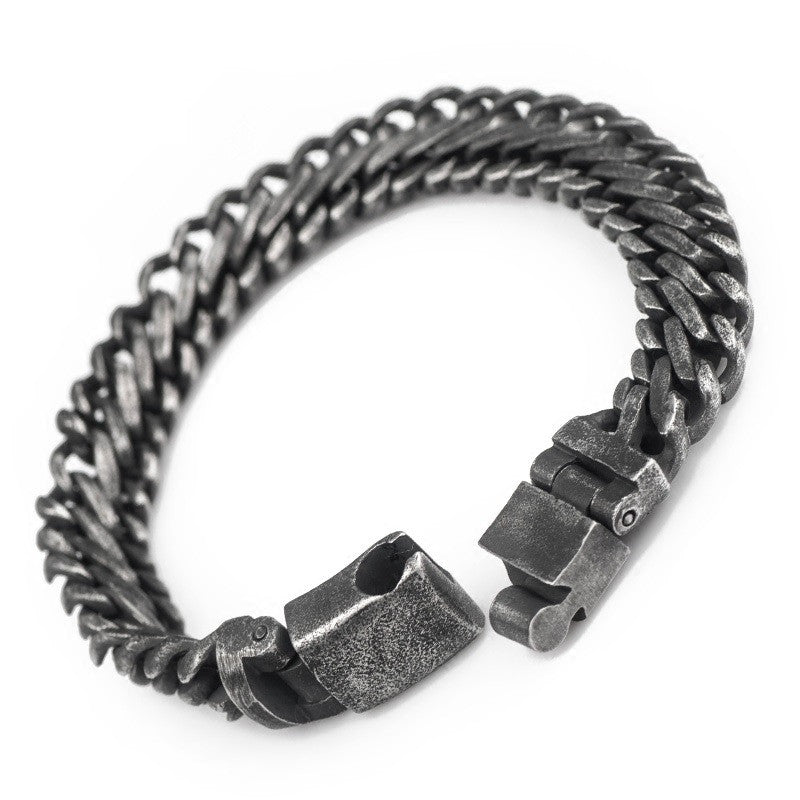 Monogram Rustic Dark Grey Chain Bracelet - Holy Buyble