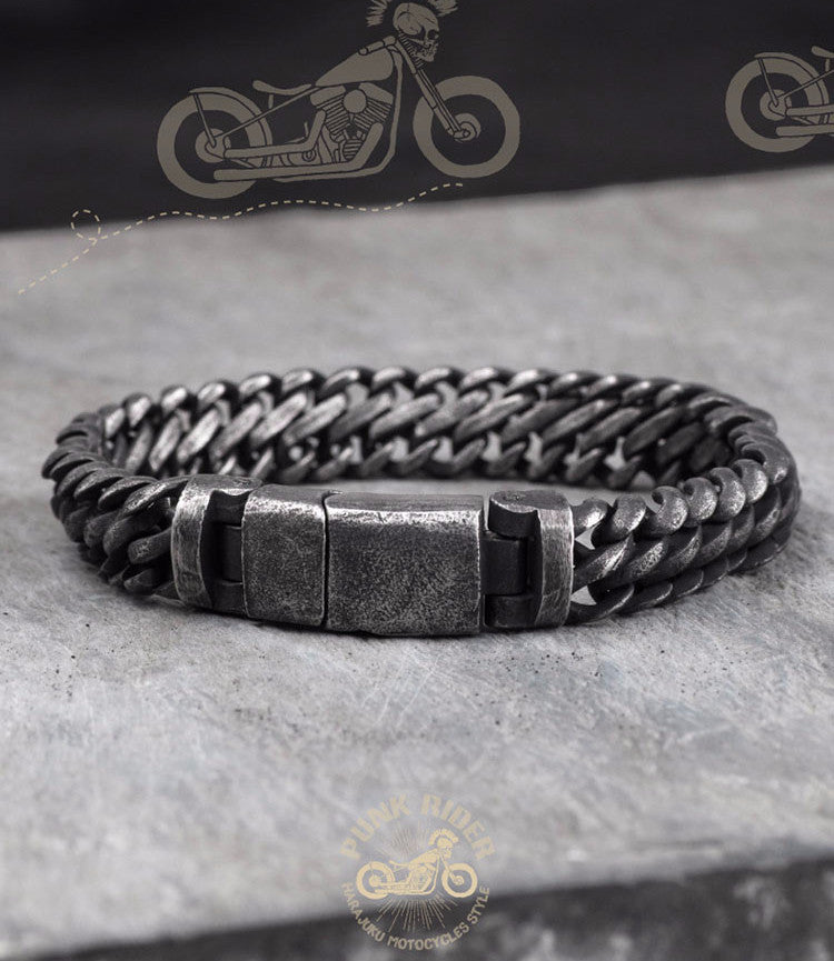 Monogram Rustic Dark Grey Chain Bracelet - Holy Buyble