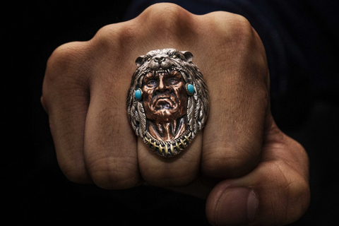 Spartacus Mask Silver Ring