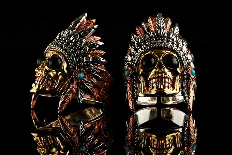 Native American Sugar Skull Silver Ring - Holy Buyble
