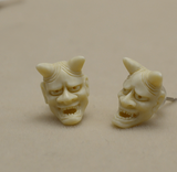 Mammoth Ivory Fossil Oni & Cyclops Skull Earring - Holy Buyble
