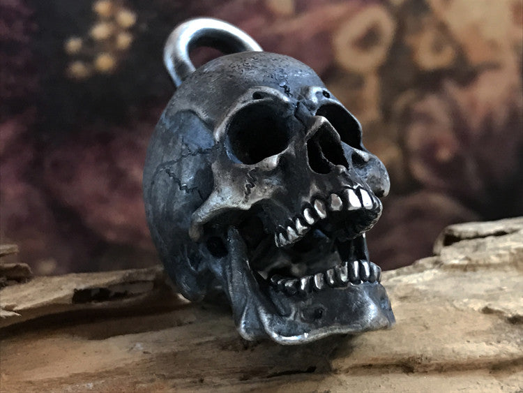 Open Jaw Silver Skull Pendant Holy Buyble