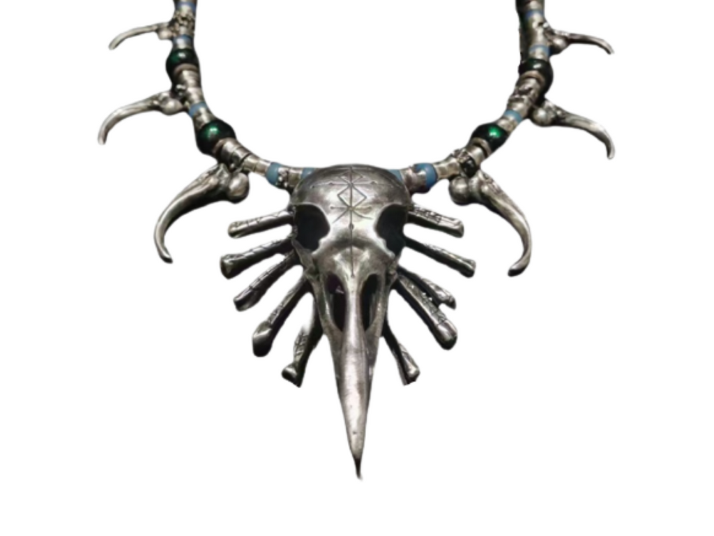 Raven Skull Bones Necklace 
