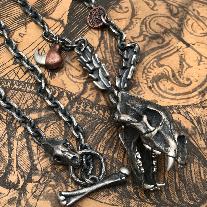 Saber-Toothed Tiger Skull Skeleton Necklace – Holy Buyble
