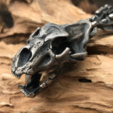 Saber Tooth Tiger Skull Bone Skeleton Necklace