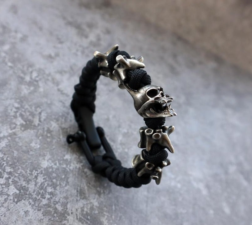 Satan Horned Skull Skeleton Paracord Bracelet