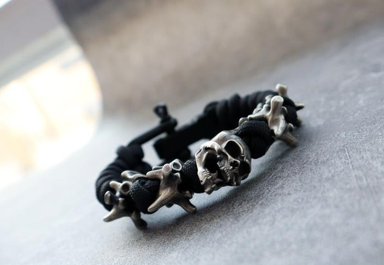 Satan Horned Skull Skeleton Paracord Bracelet