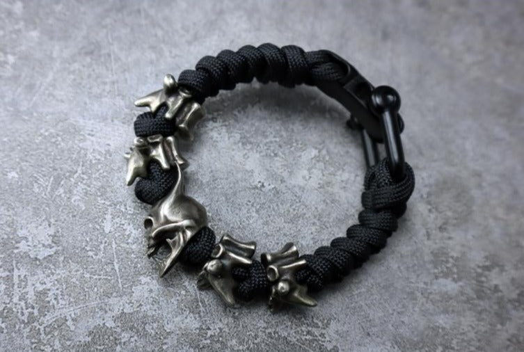 Satan Horned Skull Skeleton Paracord Bracelet