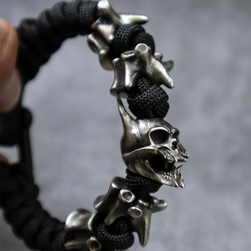 Satan Horned Skull Skeleton Paracord Bracelet