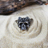 Horned Satan Skull Silver Ring - Holy Buyble