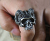 Horned Satan Skull Silver Ring - Holy Buyble
