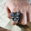 Horned Satan Skull Silver Ring - Holy Buyble