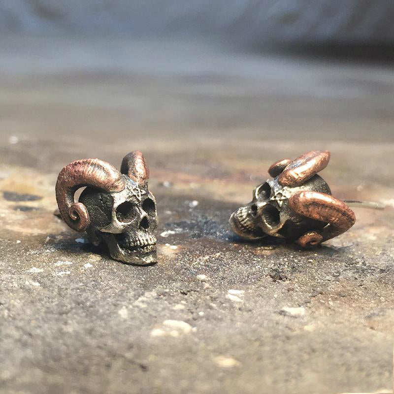 Horned Skull Satan Earring Holy Buyble