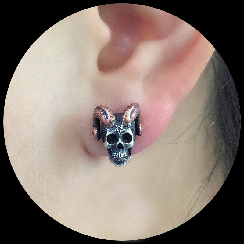 Horned Skull Satan Earring - Holy Buyble