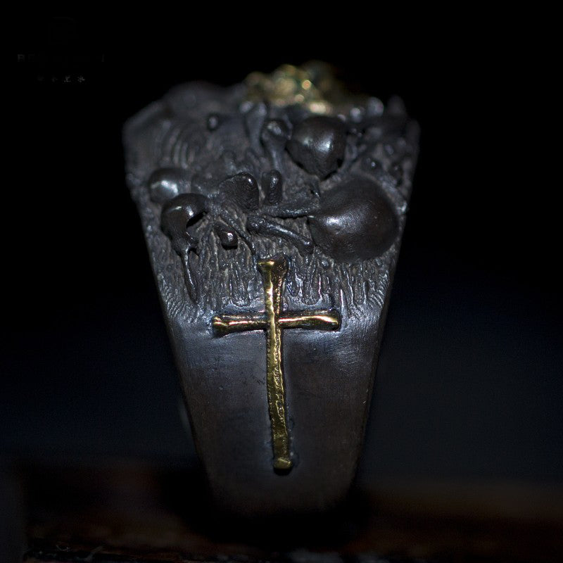 Skeleton Skull ring 24K gold skull ring cross ring