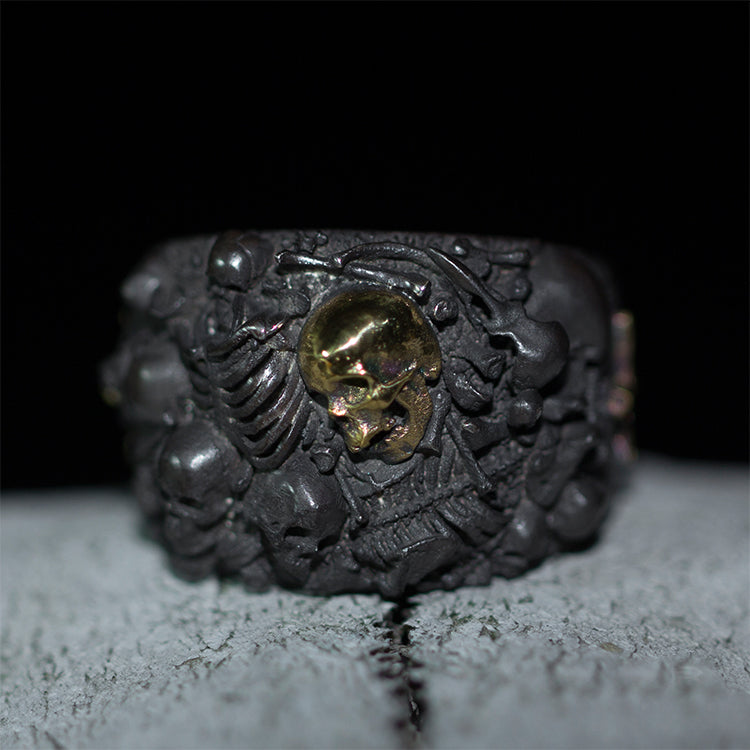 Skeleton Skull ring 24K gold skull ring cross ring
