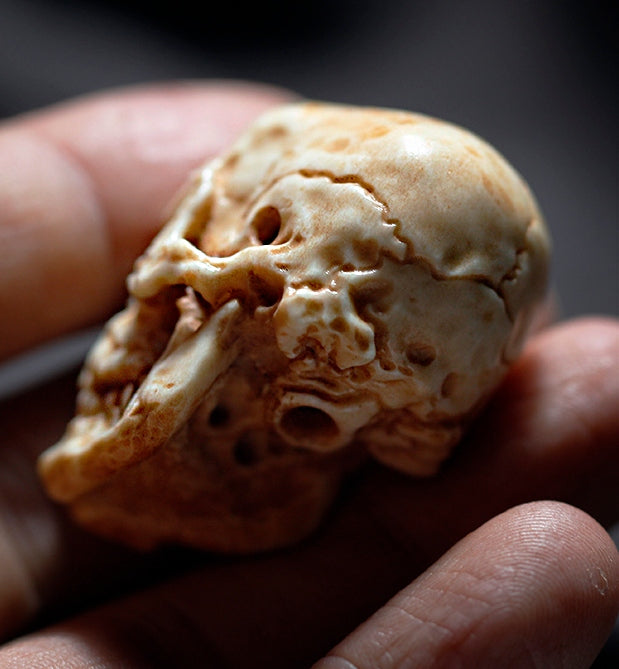 Deer Antler Decayed Chitipati Skull Bead - Holy Buyble