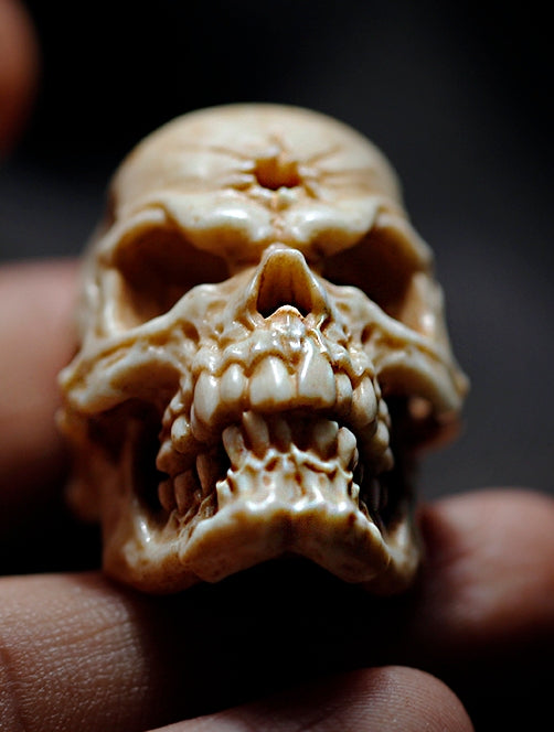 Deer Antler Decayed Chitipati Skull Bead - Holy Buyble