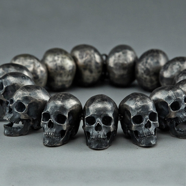 Memento Mori Skull Bead Bracelet in Sterling Silver, 6mm | David Yurman