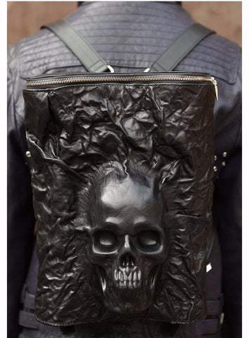 Gladiator Skull Leather Studded Biker Backpack