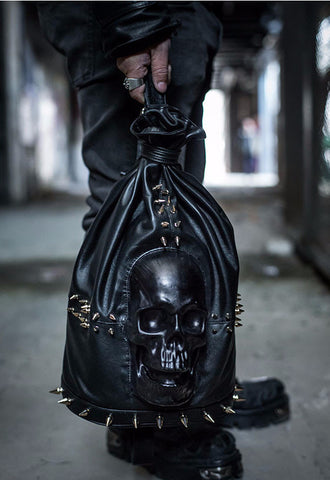 Gladiator Skull Leather Studded Biker Backpack