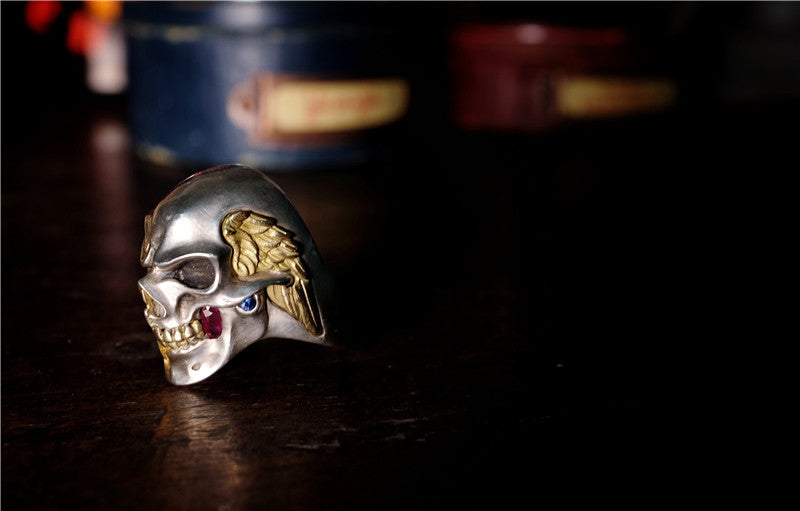 18K Gold & Gemstone Skull Ring - Holy Buyble