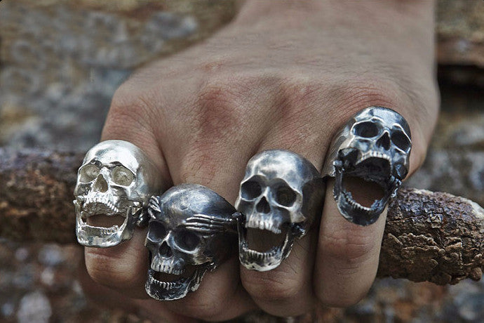 Moveable Jaw Realistic Skull Ring Buyble