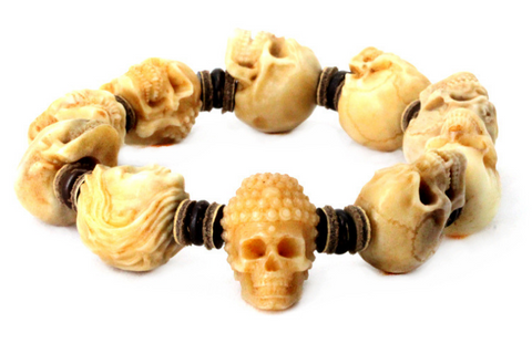 Customizable Mammoth Ivory Fossil Mystic Skull Bracelet