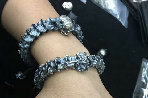 Monogram Rustic Dark Grey Chain Bracelet