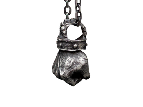 Buddha & Demon Wooden Guru Bead Pendant