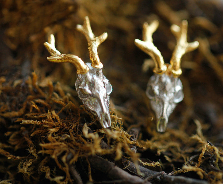 Deer Skull Golden Antler Earring - Holy Buyble