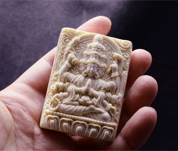 Mammoth Ivory Fossil GuanYin Buddha Pendant - Holy Buyble