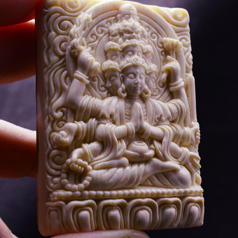 Mammoth Ivory Fossil GuanYin Buddha Pendant - Holy Buyble