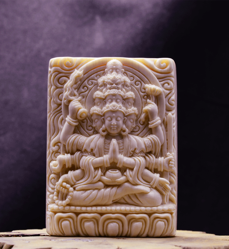 Mammoth Ivory Fossil GuanYin Buddha Pendant - Holy Buyble