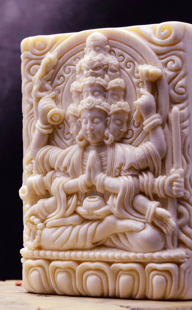 Mammoth Ivory Fossil GuanYin Buddha Pendant Holy Buyble
