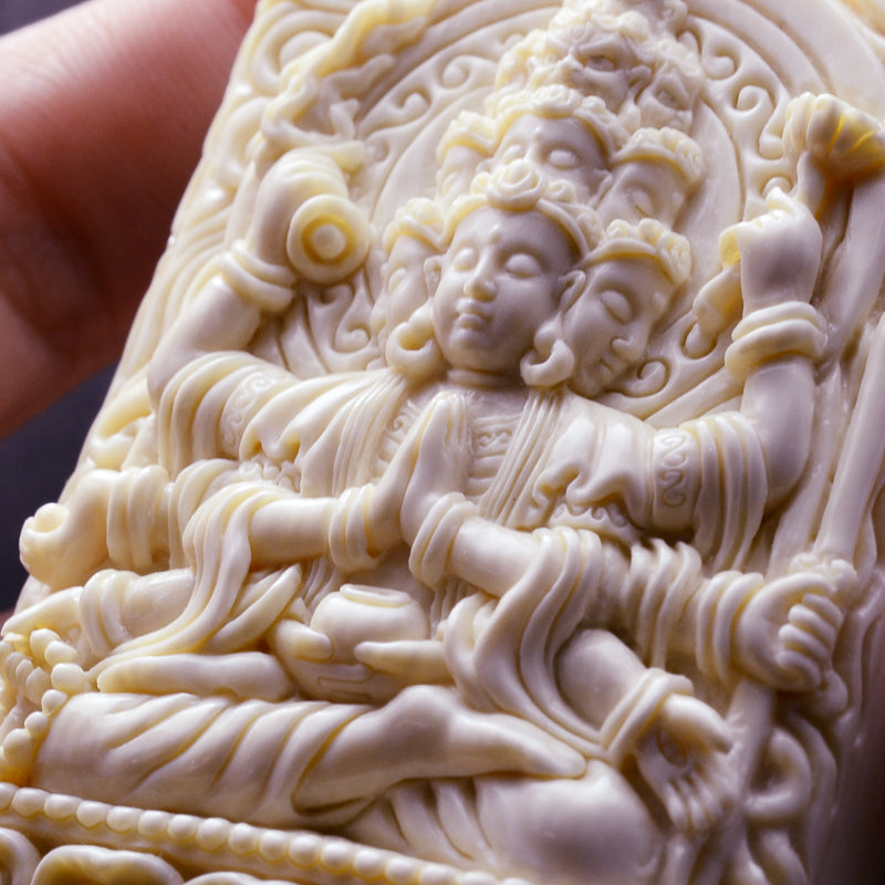 Mammoth Ivory Fossil GuanYin Buddha Pendant - Holy Buyble