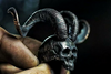 Horned Demon Skull Silver Ring - Holy Buyble