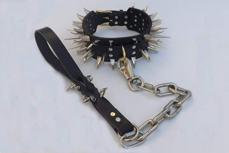 Shark Teeth Spike Genuine Leather Dog Collar - Holy Buyble