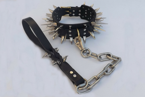 La Bretagna Italian Leather Dragon Dog Collar
