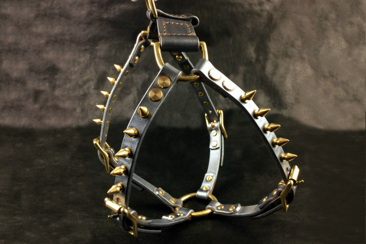 La Bretagna Italian Leather Spiked Dog Harness - Holy Buyble