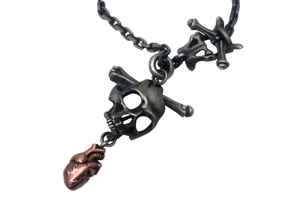 Skull Heart Bone Necklace