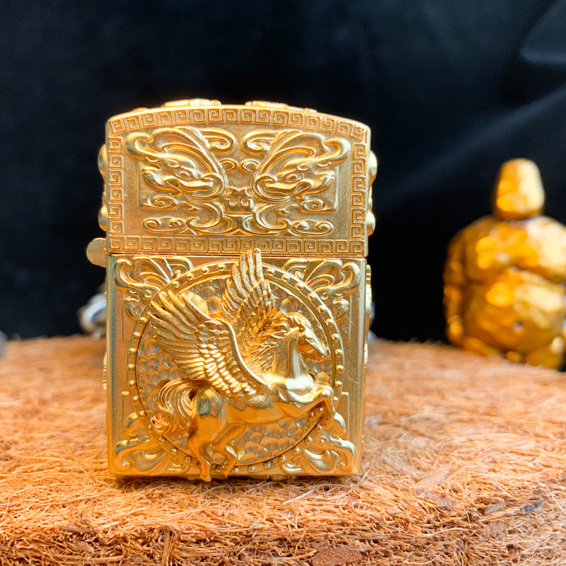 Golden Flying Horse Custom Lighter Case